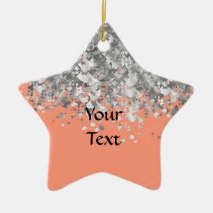 Peach und Imitate Glitzer personalisiert Keramik Ornament