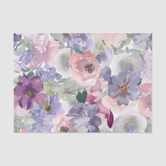 Peach und Lila Aquatercolor-Dekoupage Seidenpapier (Vorderseite)