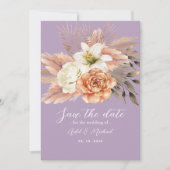 Peach und Lila Blumenhochzeit Speichern Sie das Da Save The Date (Vorderseite)