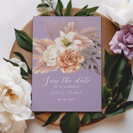 Peach und Lila Blumenhochzeit Speichern Sie das Da Save The Date