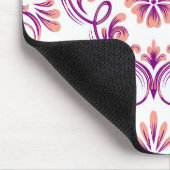 Peach und Lila Damask Blumenmuster Elegant Mousepad (Ecke)