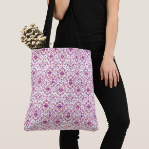 Peach und Lila Damask Floral Elegantes Muster Tasche