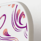 Peach und Lila Damask Floral Pickleball Schläger (Linke Seite)