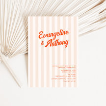 Peach und Mandarine Retro Stripe Hochzeit