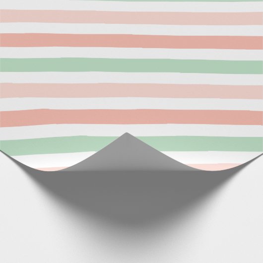 Peach und Moss Stripes Geschenkpapier (Ecke)