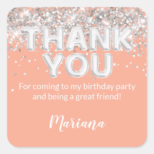 Peach und Silver Party Sticker für Favoriten (Vorderseite)