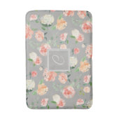 Peach und Taupe Blumenmuster mit Monogramm Badematte (Vorderseite Vertikal)