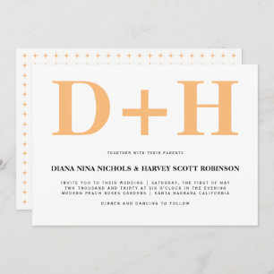 Peach und weiße Initialen fett Typografie Hochzeit Einladung