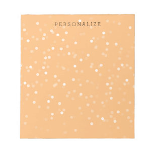 Peach und White Bokeh Confetti Notizblock