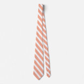 Peach und White Geometric Diagonal Stripes Krawatte (Vorderseite)