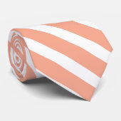 Peach und White Geometric Diagonal Stripes Krawatte (Gerollt)
