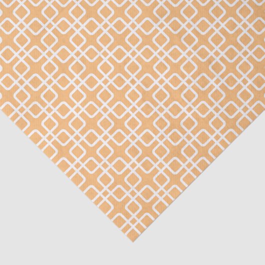 Peach und White Geometric Squares Seidenpapier (Ausschnitt)