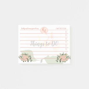 Peach und White Roses Dinge tun, um Post-It-Notes  Post-it Klebezettel