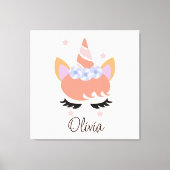 Peach Unicorn Lashes Girly Leinwanddruck (Vorderseite)