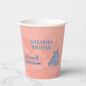 Peach verbleites Blau Geblüht Fitness & Ernährung Pappbecher (Vorderseite)