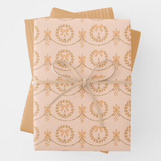 Peach Victorian Mistletoe and Wreath Gift Wrap Geschenkpapier Set