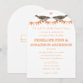Peach Vintag Bird Bunting Einladungen (Vorne/Hinten)