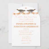 Peach Vintag Bird Bunting Einladungen (Vorderseite)