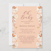 Peach Vintag Floral Fall Oh Babydusche Einladung (Vorderseite)