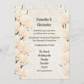 Peach Vintag florale Hochzeit Foto Einladung (Vorne/Hinten)