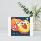 Peach Vintag Fruchtetikett Retro Postkarte (Stehend Vorderseite)