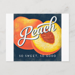 Peach Vintag Fruchtetikett Retro Postkarte