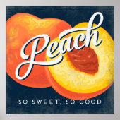 Peach Vintag Fruchtlabel Plakat (Vorne)