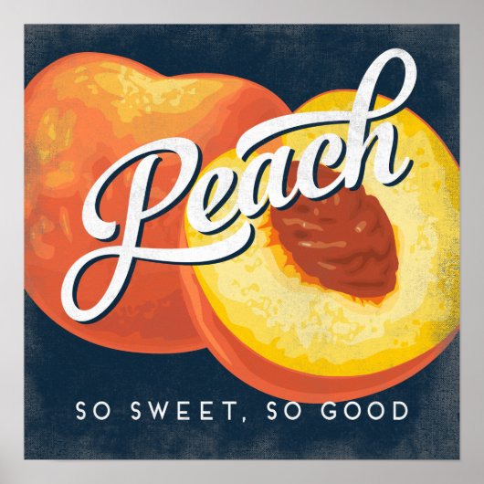 Peach Vintag Fruchtlabel Plakat (Vorne)