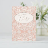Peach Vintag Lace Flace Dankeschön Karte (Stehend Vorderseite)