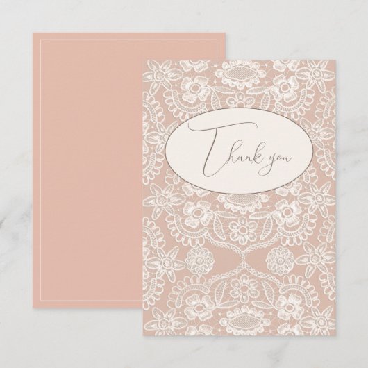 Peach Vintag Lace Flace Dankeschön Karte (Vorne/Hinten)