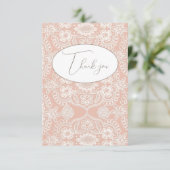 Peach Vintag Lace Flace Dankeschön Karte (Stehend Vorderseite)