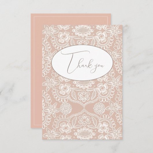 Peach Vintag Lace Flace Dankeschön Karte (Vorne/Hinten)
