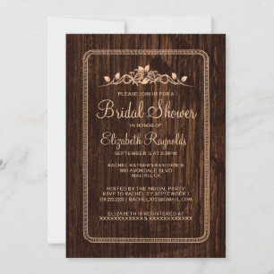 Peach Vintag Stall Wood Bridal Dusche Einladungen