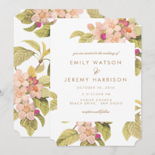 Peach Vintage Blume Blüten Hochzeit Einladung