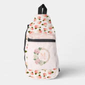 Peach Vintage Garden Blossoms Crossbody Bag (Vorderseite)
