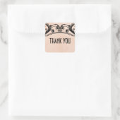 Peach Vintagen Wirbel Danke Stickers (Tasche)