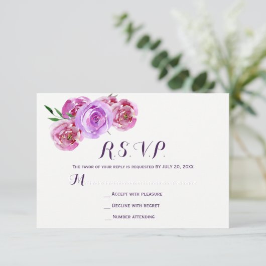 Peach violet plum peonies floral weded RSVP (Stehend Vorderseite)