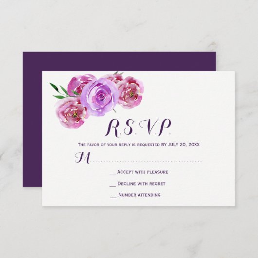 Peach violet plum peonies floral weded RSVP (Vorne/Hinten)