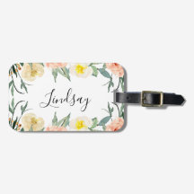 Peach Wassercolor Bloral Mit Monogramm