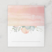 Peach Wassercolor Blossoms Hochzeit Platzkarte (Außenseite Aufgefaltet)