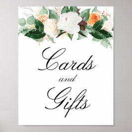 Peach Wassercolor Blumenkarten und Geschenke Hochz Poster