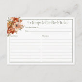 Peach Wassercolor Blumenkäse Brautparty Rezept Begleitkarte (Vorderseite)