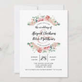 Peach Wassercolor Blumenreath Chic Wedding Einladung (Vorderseite)