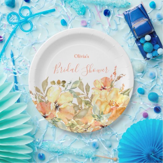 Peach Wassercolor Brautparty Paper Plate Pappteller (Party)