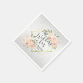 Peach Wassercolor Floral and White Glitzer Serviette (Ecke)