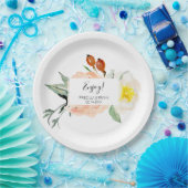 Peach Wassercolor Floral Dessert Table Wedding Pappteller (Party)