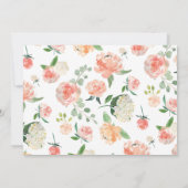 Peach Wassercolor Floral Favoriten Zeichen Einladung (Rückseite)