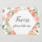 Peach Wassercolor Floral Favoriten Zeichen Einladung (Vorne/Hinten)