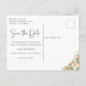 Peach Wassercolor Floral Save the Date Ankündigungspostkarte (Rückseite)