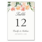 Peach Wassercolor Floral Tischnummer Cards (Vorderseite)